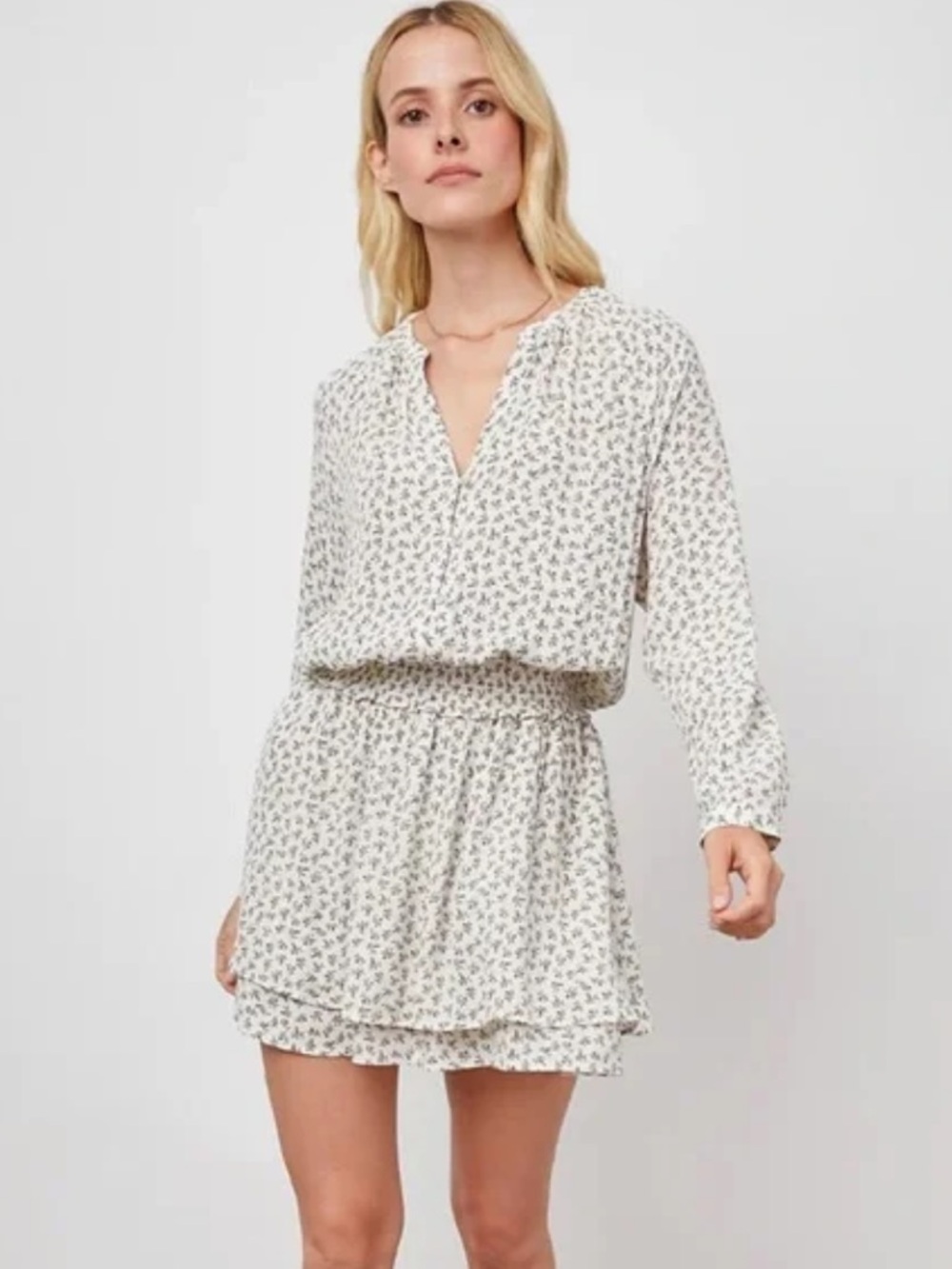 Rails Jasmine Ditsy Floral Smocked Waist Layered Mini Dress